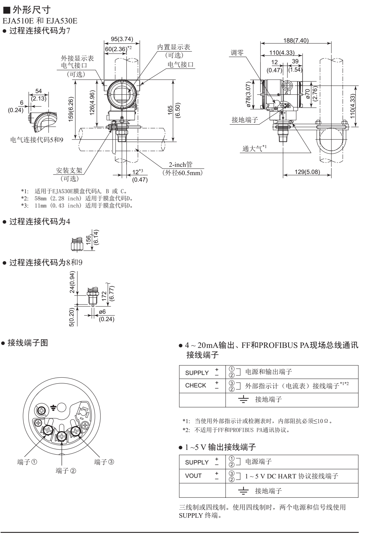 EJA530E絕對壓力變送器外形尺寸